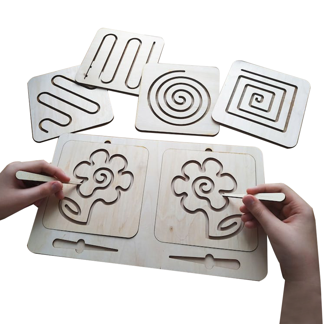 Reversible tracing board, Montessori educational resource