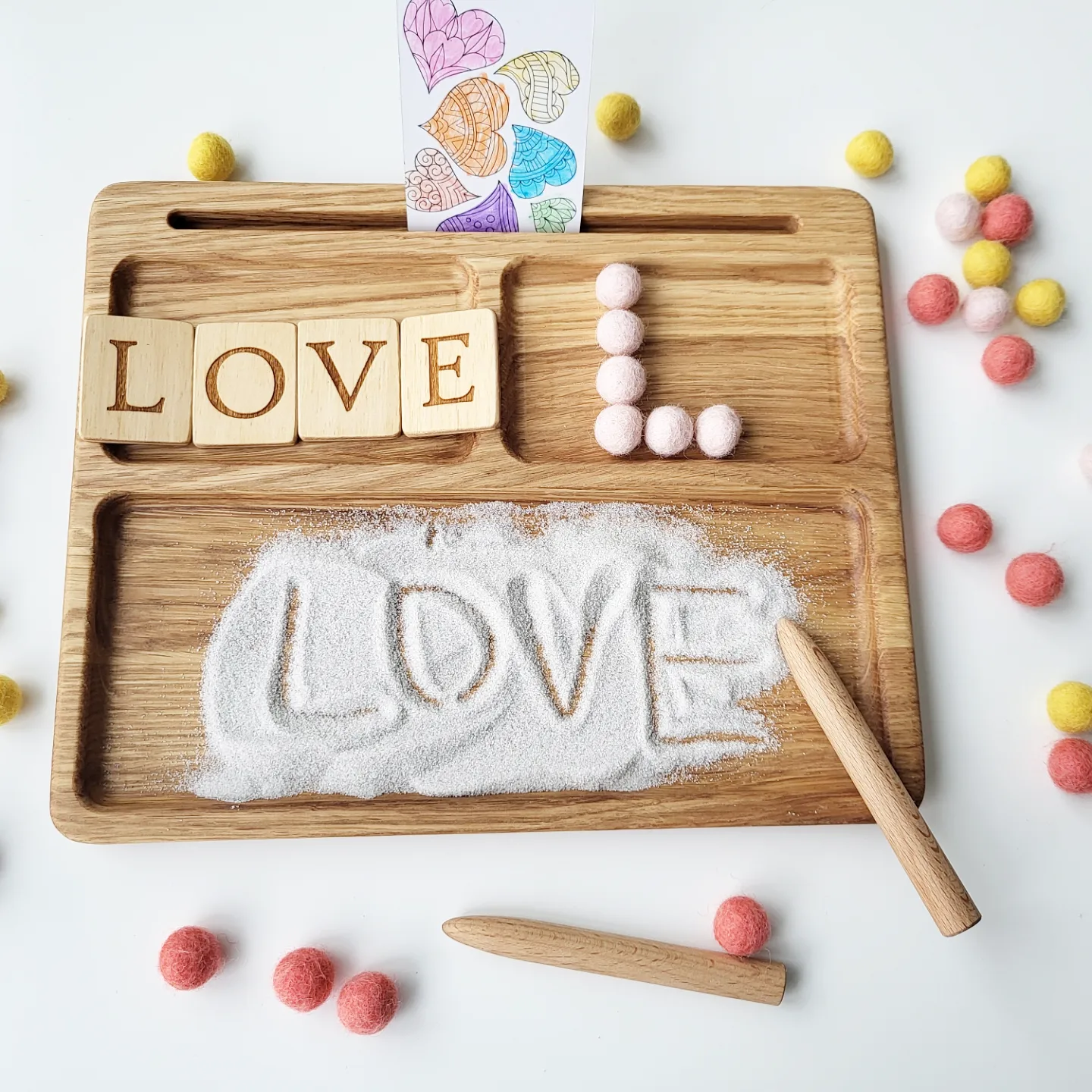 Sand tray with letters cards educational materials for writing