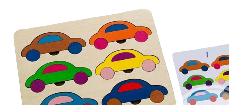 Wooden Montessori Cars Puzzle β Rainbow Edition