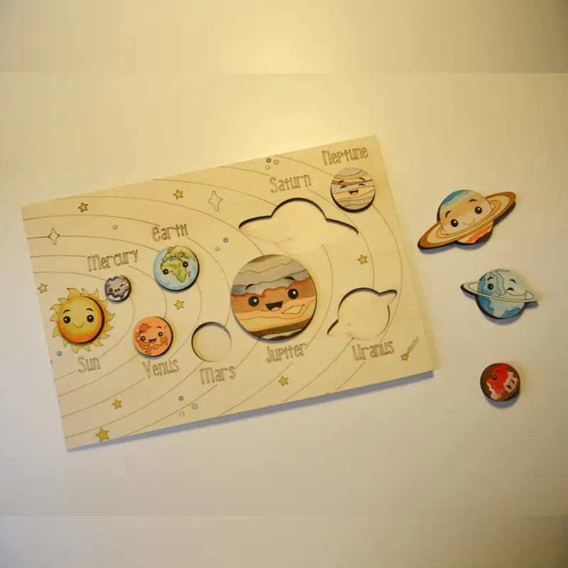 Wooden Puzzle with Planets of the Solar System