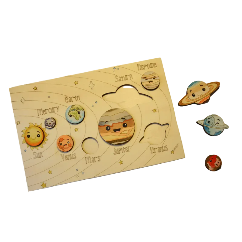 Wooden Puzzle with Planets of the Solar System
