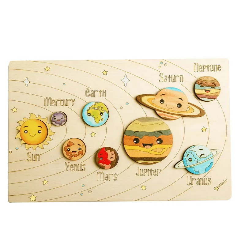 Wooden Puzzle with Planets of the Solar System