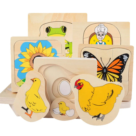 The Montessori Wooden Life Cycle Puzzle Set
