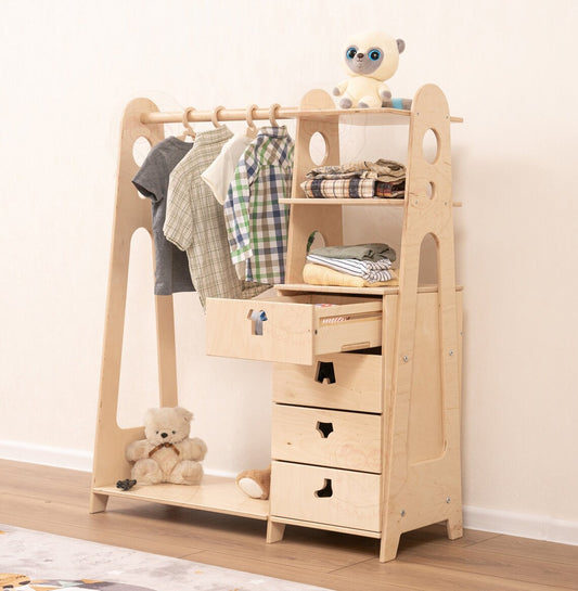 Solid Kids Wardrobe with Drawers