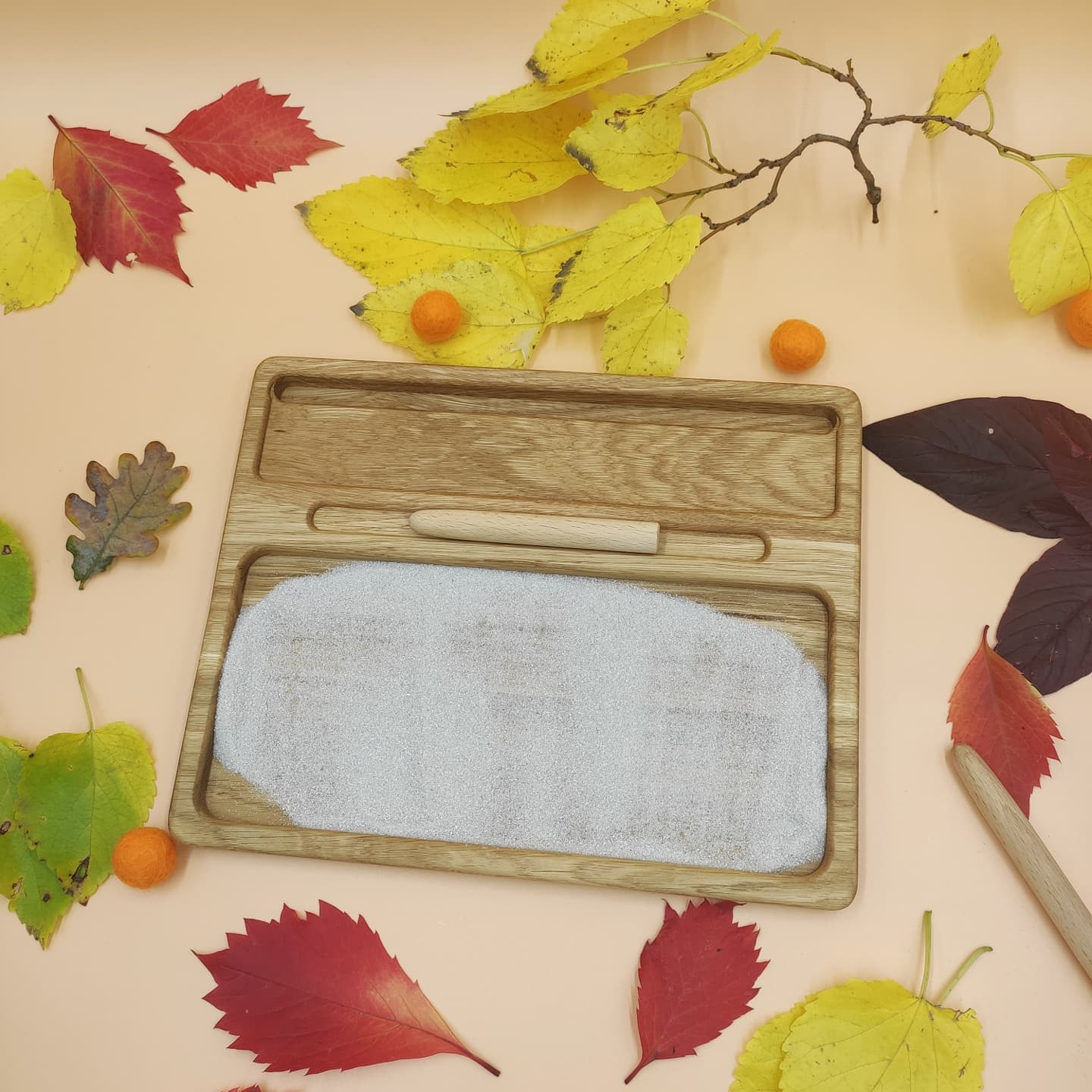 Sand tray with  letters cards  educational materials  for writing