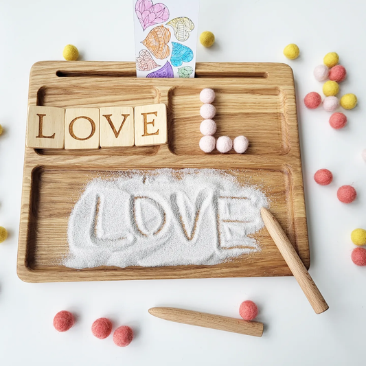 Wooden Sand Writing Tray with Letter Cards - Educational Materials